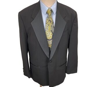 Monsieur Givenchy Tuxedo Blazer Mens 43R Black Shawl 1 Button Formal Wool Jacket